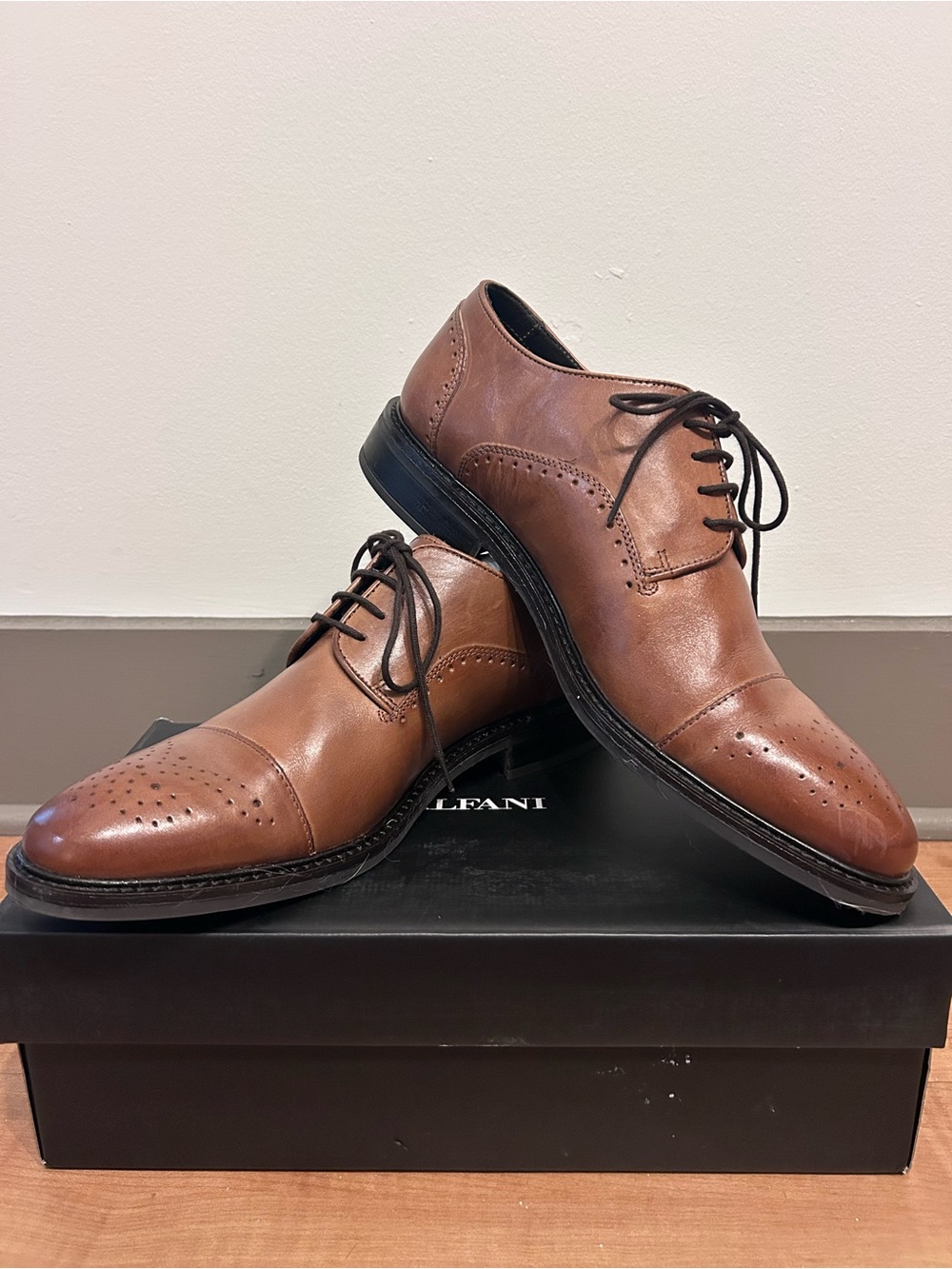 Alfani Men's Tan Brown Cap-Toe Oxford Dress Shoes